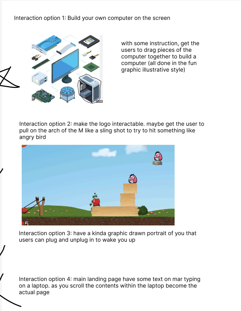 Figma moodboard of various components we were considering in designing